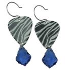 Femme Metale Jewelry - Guitar Pick Earrings Zebra Blue