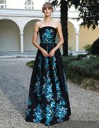 Mnm Couture - Strapless Floral Embellished Gown N0126