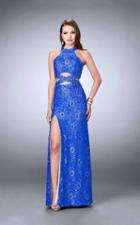 La Femme - Halter Lace Cutout Detail Prom Dress 23999