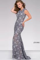 Jovani - Lace Fitted Dress With Open Back 32020