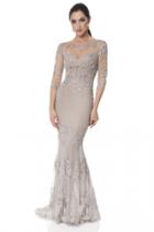 Terani Couture - Sumptuous Lace And Beaded Illusion Neck Chiffon Fit And Flare Gown 1613e0359a
