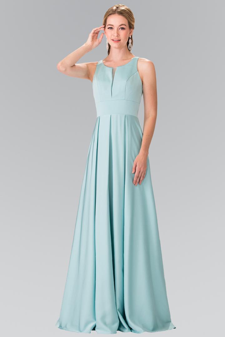 Elizabeth K - Sleek Scoop Neck Long A-line Dress Gl2365