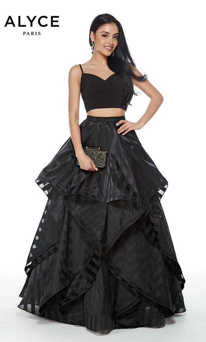 Alyce Paris - 60278 Two Piece Jersey Striped Organza Ballgown