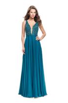 La Femme Gigi - 26053 Beaded Deep V-neck Chiffon A-line Gown