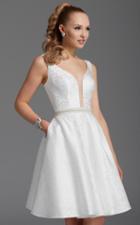 Clarisse - 2910 Sheer Plunging Neck Cocktail Dress