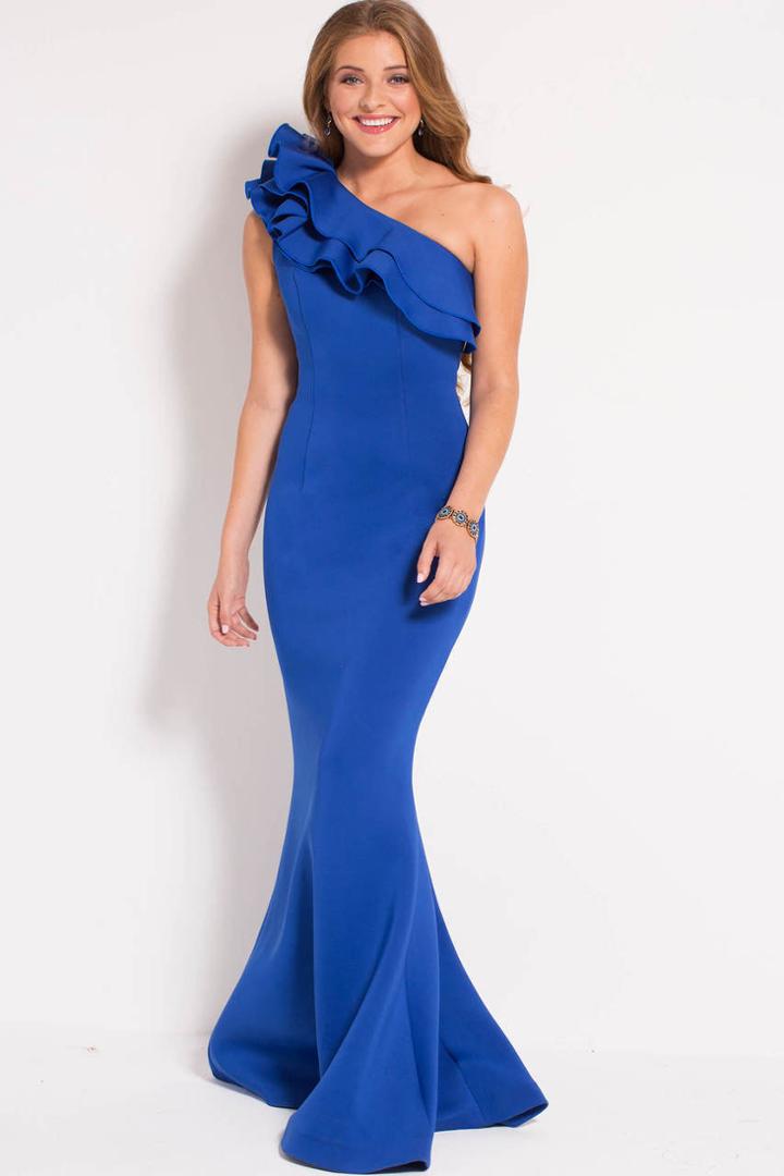 Jovani - 50640 Asymmetrical Tiered Ruffle Sheath Gown