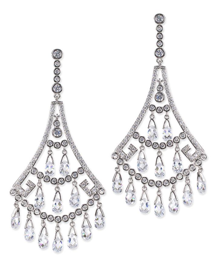 Cz By Kenneth Jay Lane - Briolette Fan Pierced Earring