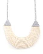 Cz By Kenneth Jay Lane - Pearl Bib Necklace