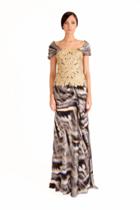 Beside Couture By Gemy - Cpf12 3227 Bateau Neck Printed Gown
