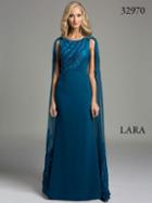 Lara Dresses - Majestic Sleeveless Gown With Sheer Cape 32970