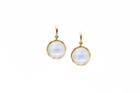 Tresor Collection - 18k Yellow Gold Earring With Rainbow Moonstone Double Sided Smooth Round