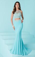 Tiffany Homecoming - Dainty Jewel Illusion Evening Gown With Lace-like Ornaments 16230