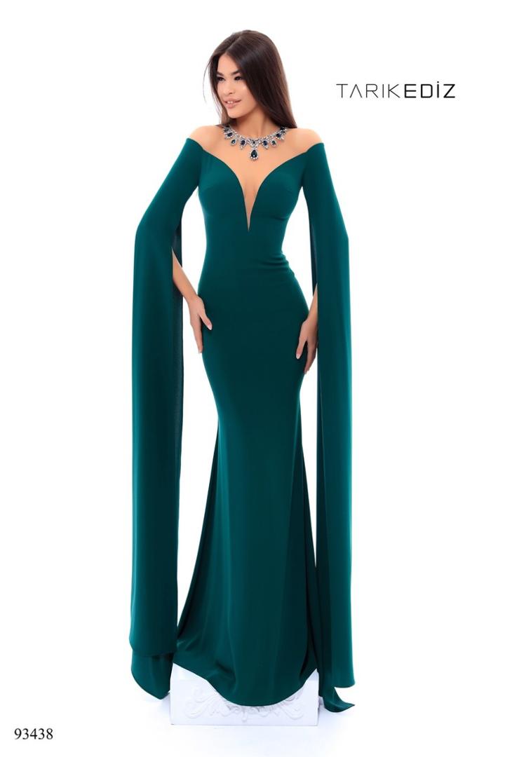 Tarik Ediz - 93438 Beaded Illusion Neck Sheath Dress