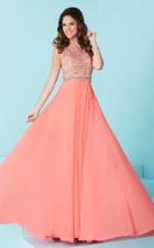 Tiffany Homecoming - Alluring Beaded Bateau Illusion Neck Chiffon A-line Dress 16244