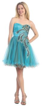May Queen - Flirty Strapless Sweetheart Floral Embroidered A-line Tulle Dress Mq935