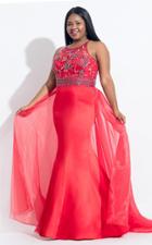 Rachel Allan Curves - 6324 Beaded Haltered Satin Mermaid Gown