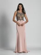 Dave & Johnny - A5893 Sleeveless Scoop Illusion Evening Gown