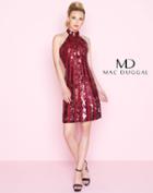 Mac Duggal - 4758n Sequined Embellished Halter Style Cocktail Dress