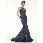 Panoply - Sculpted Illusion Sequined Lace Trumpet Gown 14849