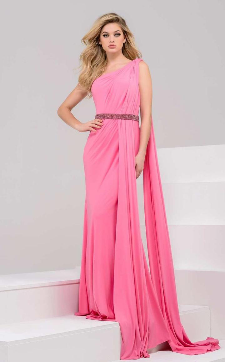 Jovani - 40932 Ruched One Shoulder Chiffon Dress