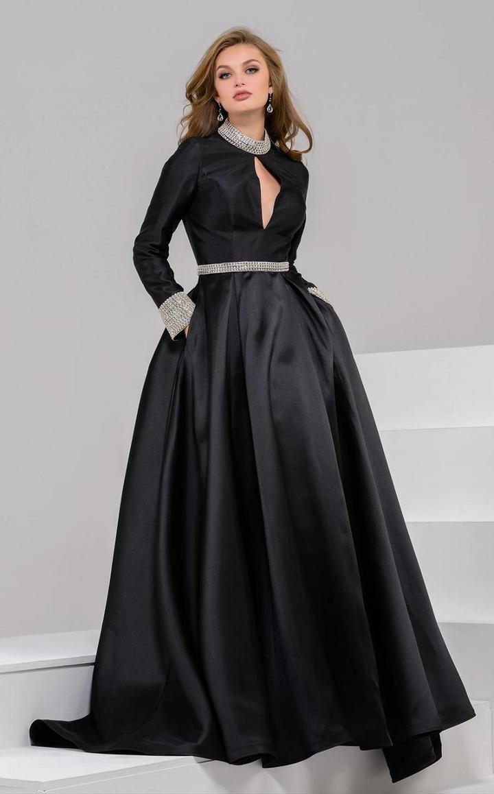 Jovani - 50338 Crystal Embellished Mikado Ballgown