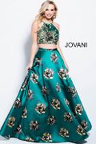 Jovani - 41658 Two Piece Floral Embroidered Printed Ballgown