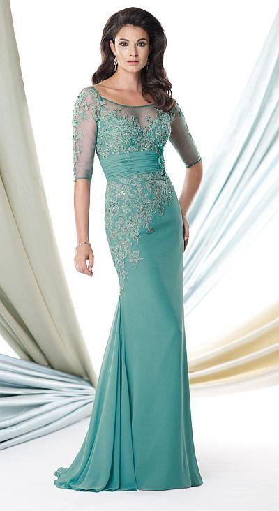 Montage By Mon Cheri - 114911w Long Dress In Loden Green