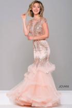Jovani - Short Sleeve Embellished Mermaid Dress 47928