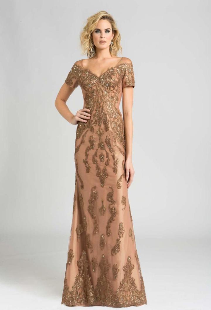 Feriani Couture - 18569 Embellished V-neck A-line Dress