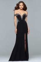Faviana - S10001 Off-shoulder Jersey Sheath Gown