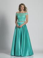 Dave & Johnny - A6154 Scalloped Off Shoulder A-line Dress