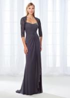 Cameron Blake - 118681 Queen Anne Illusion Lace Pleated Sheath Gown