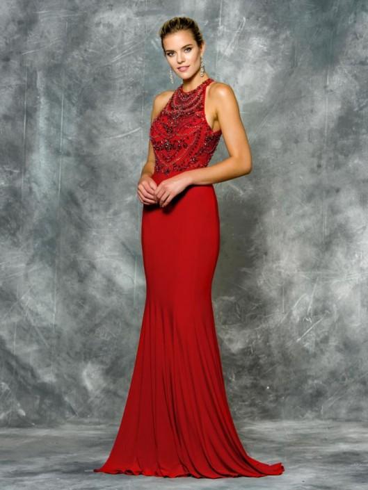 Colors Dress - 1673 Halter Neck Jersey Evening Gown