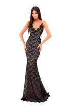 Tarik Ediz - 50315 Sleeveless Embellished Lace Fitted Gown