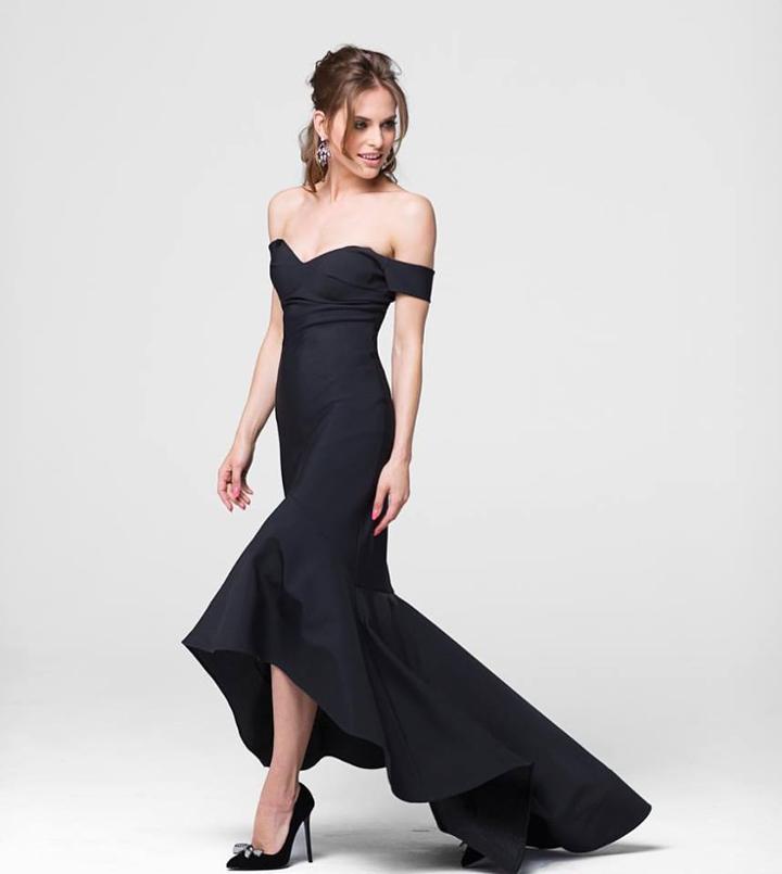 Tarik Ediz - Off The Shoulder High Low Trumpet Gown 50011