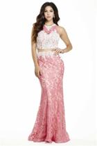 Jolene Collection - 17007 Beaded Lace Halter Dress