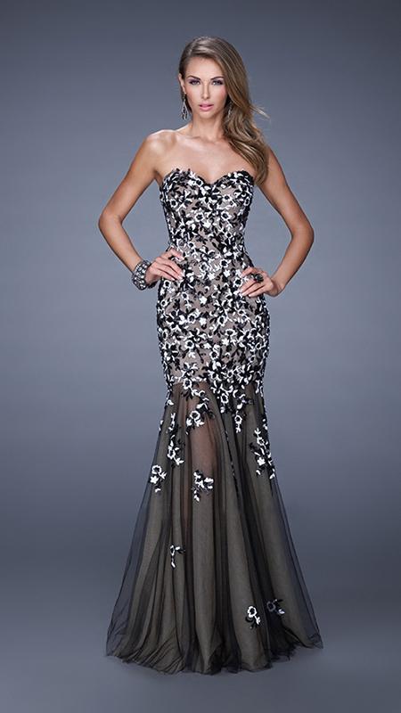La Femme - 20424 Sequined Lace Mermaid Dress