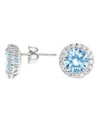 Cz By Kenneth Jay Lane - Classic Aquamarine Pavã© Round Pierced Stud Earring 419088957470