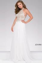 Jovani - Embellished Halter Neckline Chiffon Dress 41594