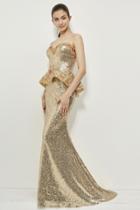 Angela And Alison - 81052 Strapless Peplum Evening Gown