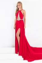 Rachel Allan Prima Donna - 5011 Beaded Halter Gown With Split Overlay