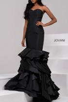 Jovani - Tiered Mermaid Dress In Black 41622a