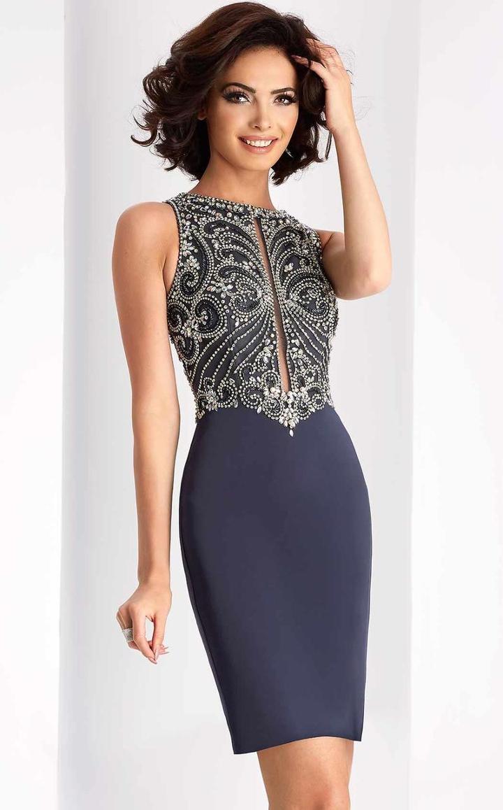 Clarisse - S3075 Embellished Jewel Column Dress