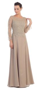 May Queen - Long Sleeve Beaded Bateau Neck A-line Dress Rq7231