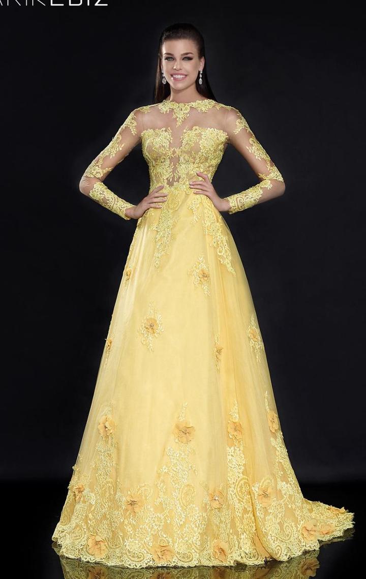 Tarik Ediz - Appliqued Tulle Gown 92540