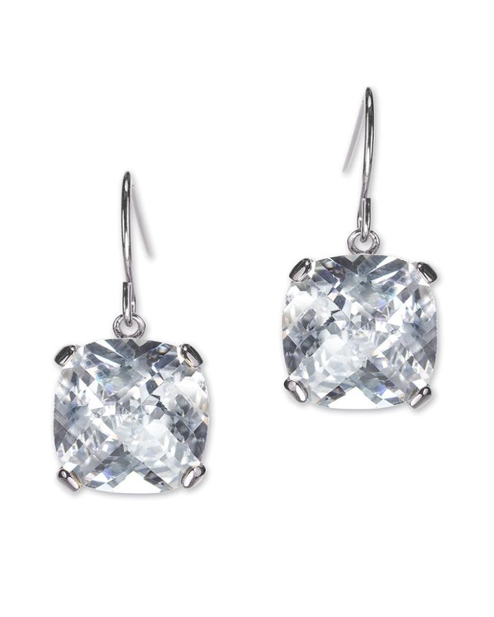 Cz By Kenneth Jay Lane - Cross Cut Cushion Drop Pierced Earring