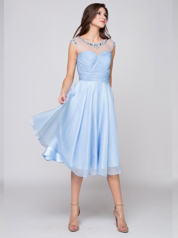 Glow By Colors - G737 Illusion Bateau Chiffon A-line Dress