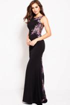 Jovani - 60505 Sleeveless Floral Embellished Fitted Gown