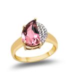 Tresor Collection - Pink Tourmaline With Diamond Pave All Round In 18k Yellow Gold