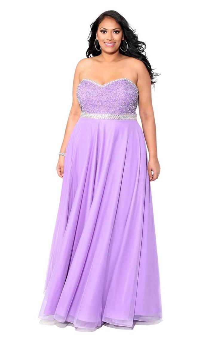 Kurves By Kimi - Rhinestone Embellished Strapless A-line Evening Dress 71165